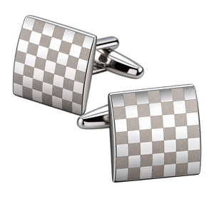 Silver-Tone Checkerboard Pattern Cufflinks