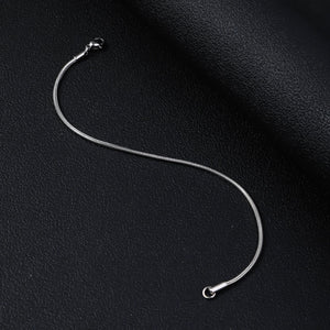 Silver-tone stainless steel round snake chain men's bracelet with a polished finish and lobster clasp