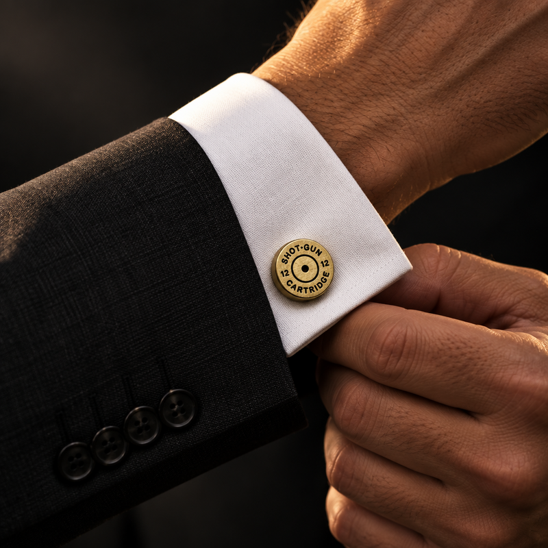 Vintage-Finish Shotgun Cartridge Cufflinks