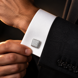 Silver-Tone Cufflinks with Micro-Textured Square Face