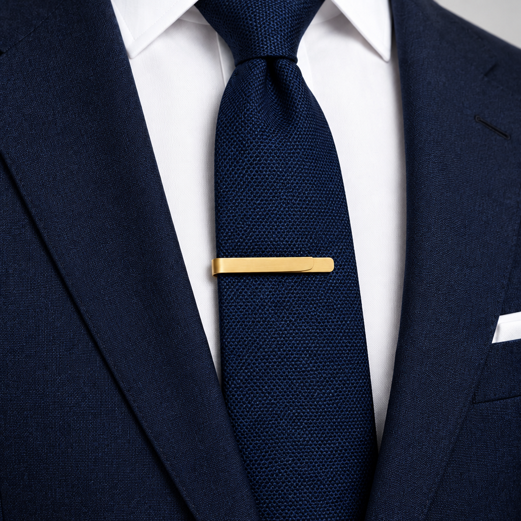Brushed Finish Tie-Clip with Flared End