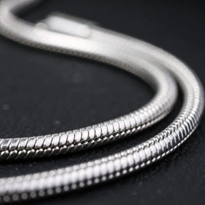 Silver-Tone Round Snake Chain Men's Bracelet