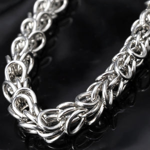Silver-Tone Stainless Steel Byzantine Weave Chain Necklace
