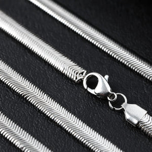 Silver-Tone Flat Herringbone Chain Necklace