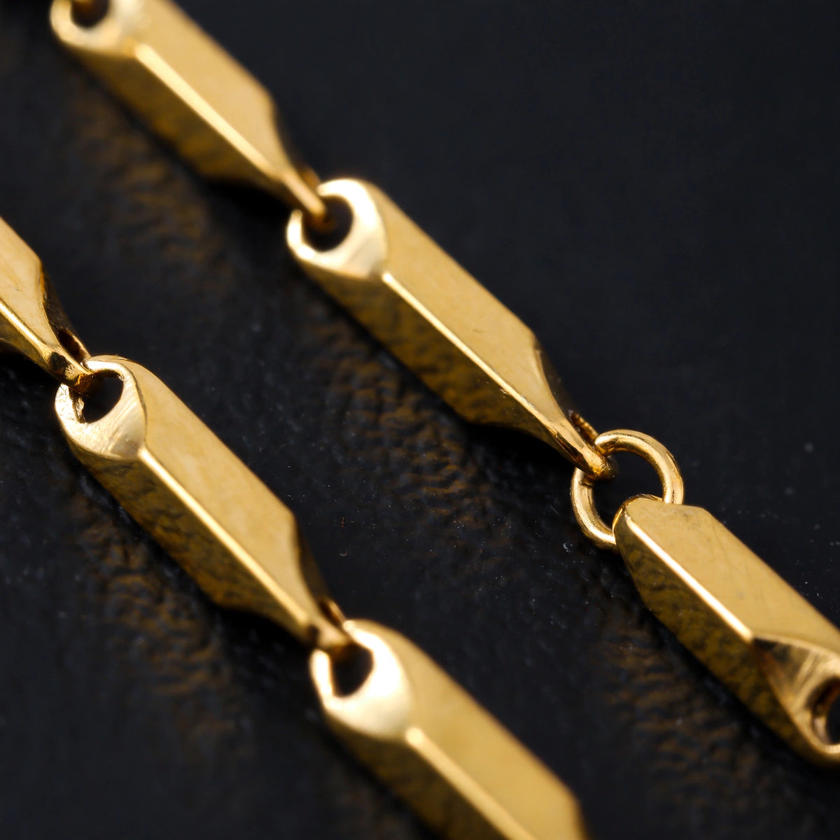 Gold-Tone Stainless Steel Bebevelled Bamboo-Link Necklace