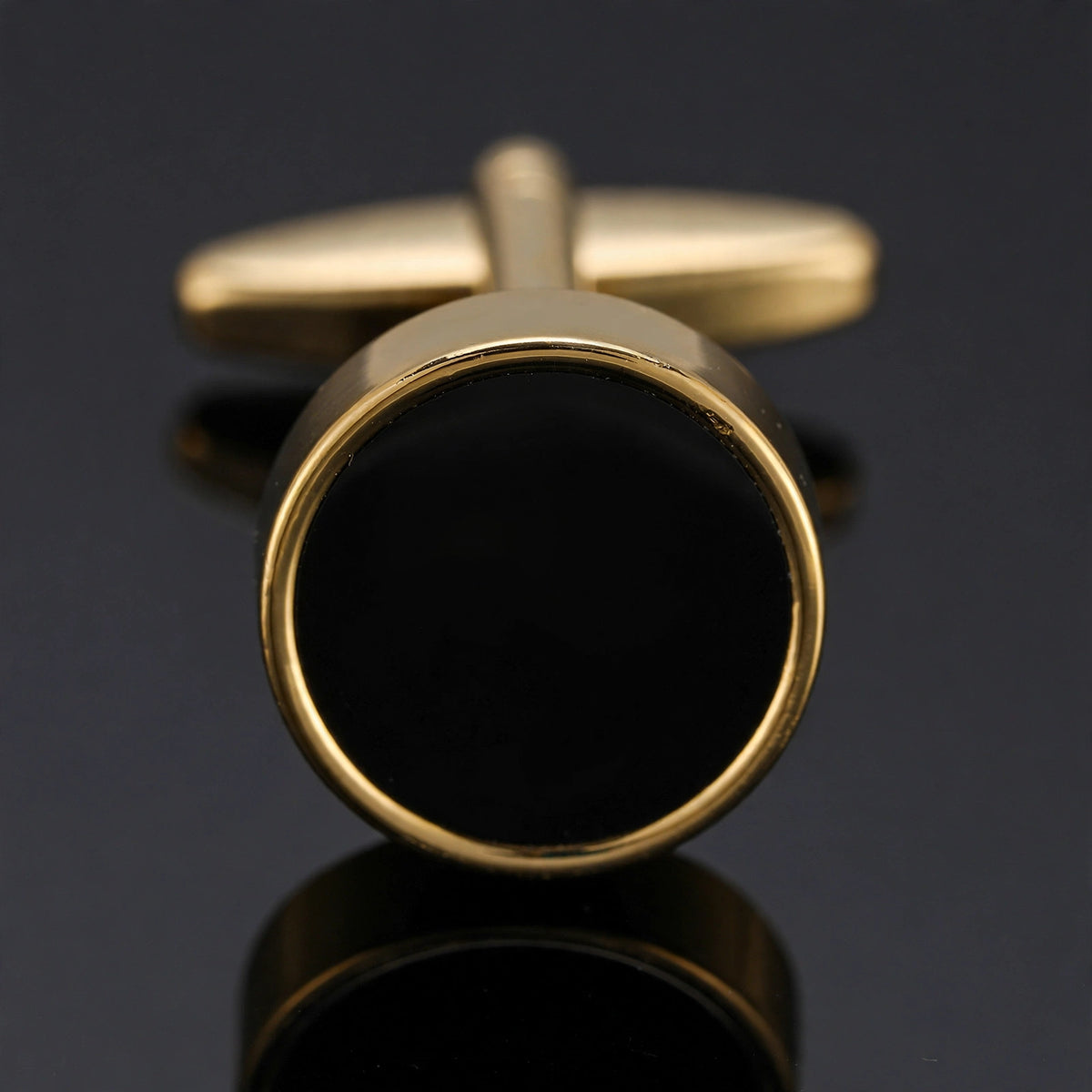Gold-Tone Cufflinks with Black Enamel Inlay
