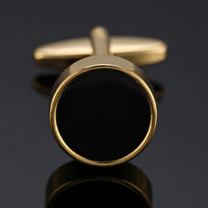 Gold-Tone Cufflinks with Black Enamel Inlay