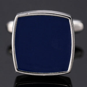 Navy Enamel Inlay Square Cufflinks
