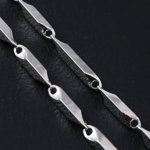 Silver-Tone Beveled Oblong Link Men's Necklace
