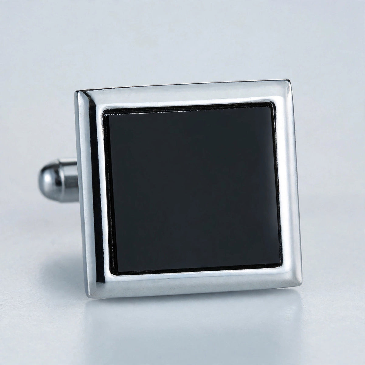 Square Cufflinks with Black Enamel Inlay