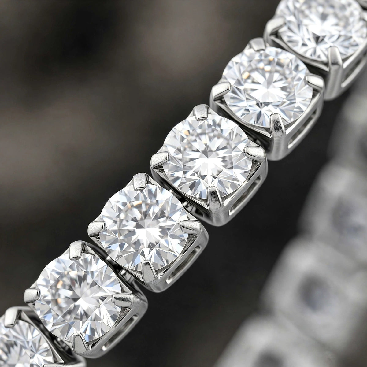 Silver-Tone Zircon-Set Tennis Bracelet