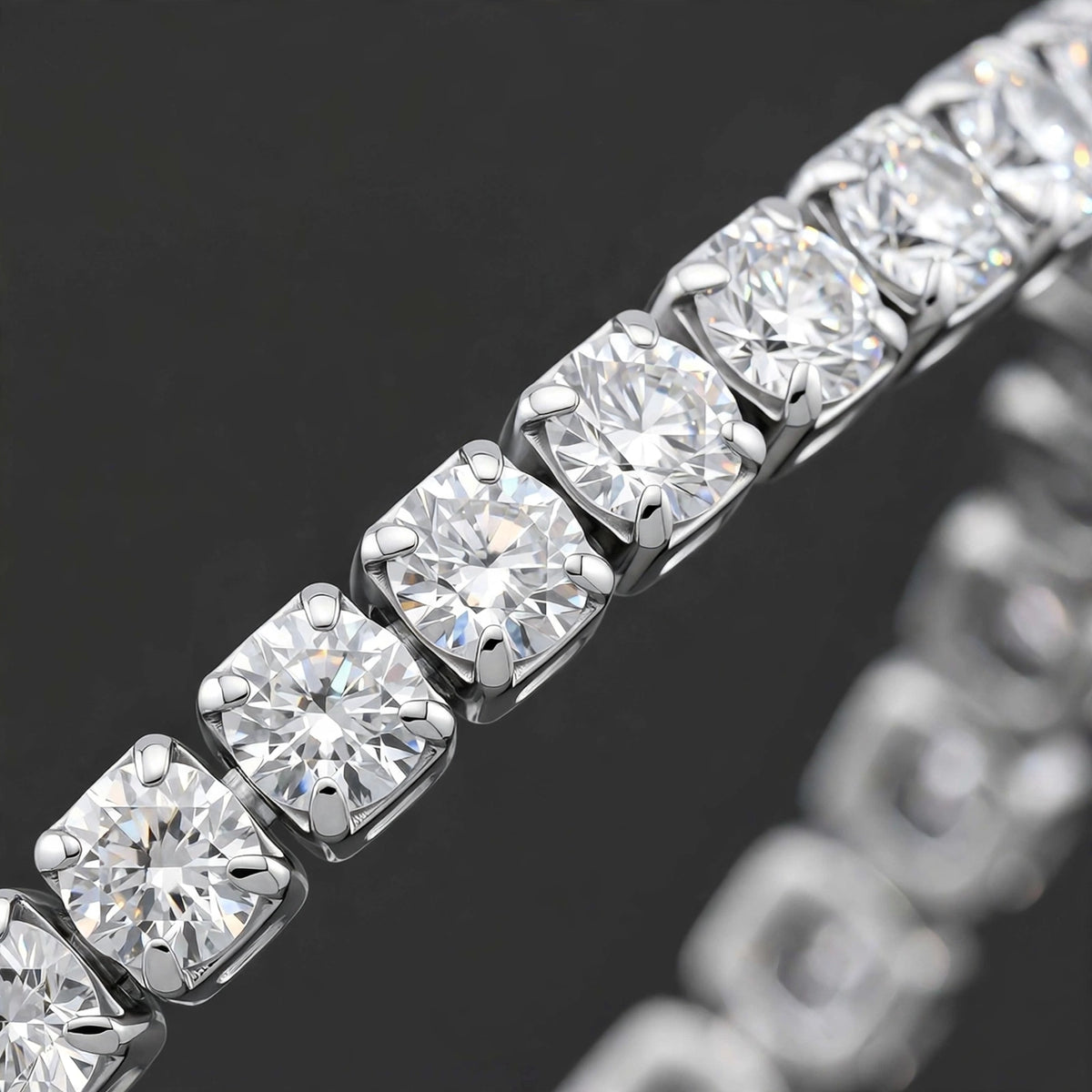 Silver-Tone Prong-Set Tennis Link Bracelet