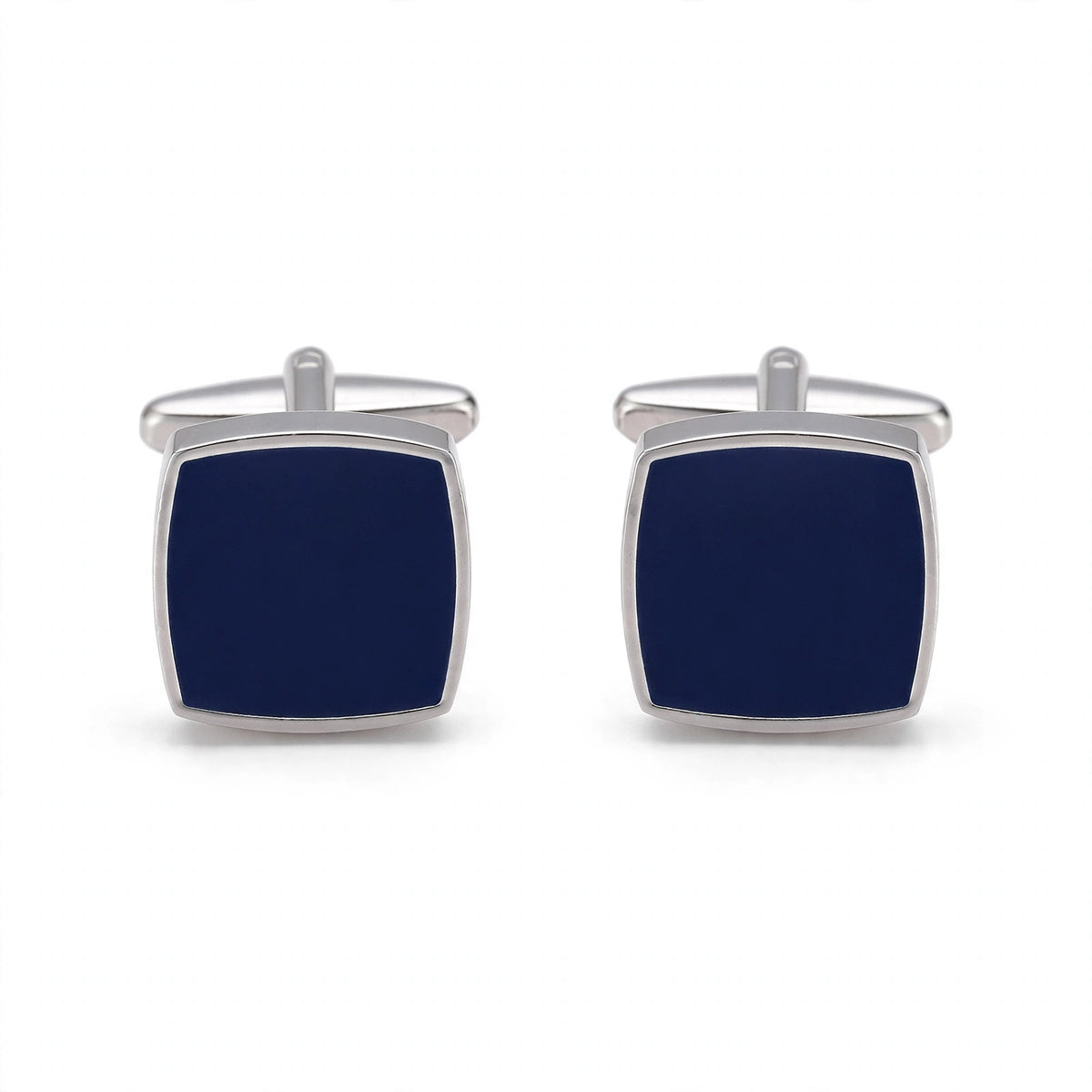 Navy Enamel Inlay Square Cufflinks