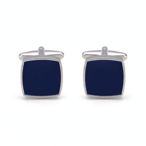 Navy Enamel Inlay Square Cufflinks