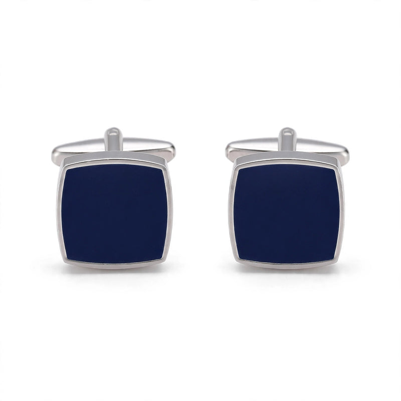 Navy Enamel Inlay Square Cufflinks
