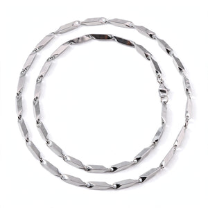 Silver-Tone Beveled Oblong Link Men's Necklace