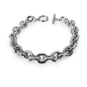 Silver-Tone Oval Link Bracelet with Toggle Clasp