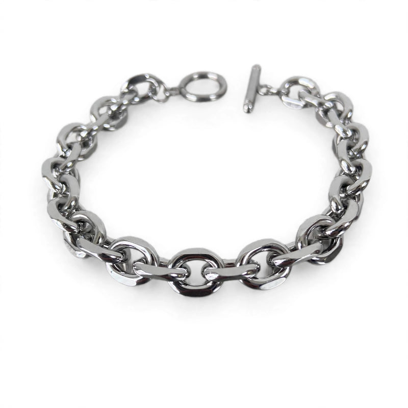 Silver-Tone Oval Link Bracelet with Toggle Clasp