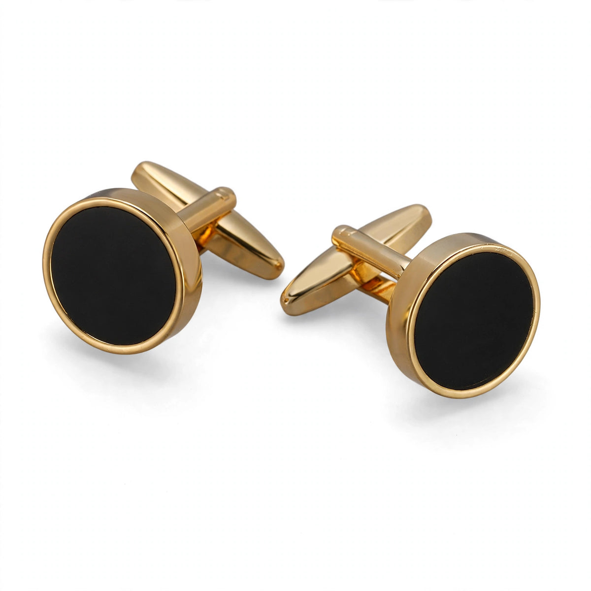 Gold-Tone Cufflinks with Black Enamel Inlay