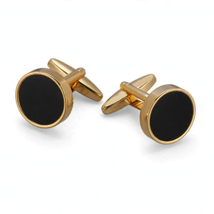 Gold-Tone Cufflinks with Black Enamel Inlay