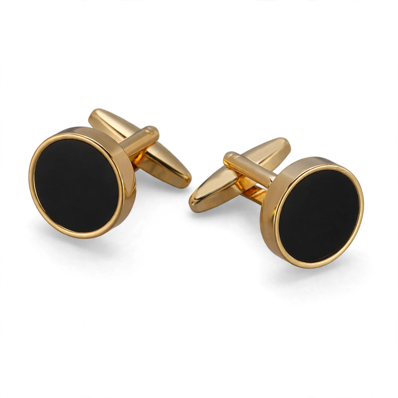 Gold-Tone Cufflinks with Black Enamel Inlay