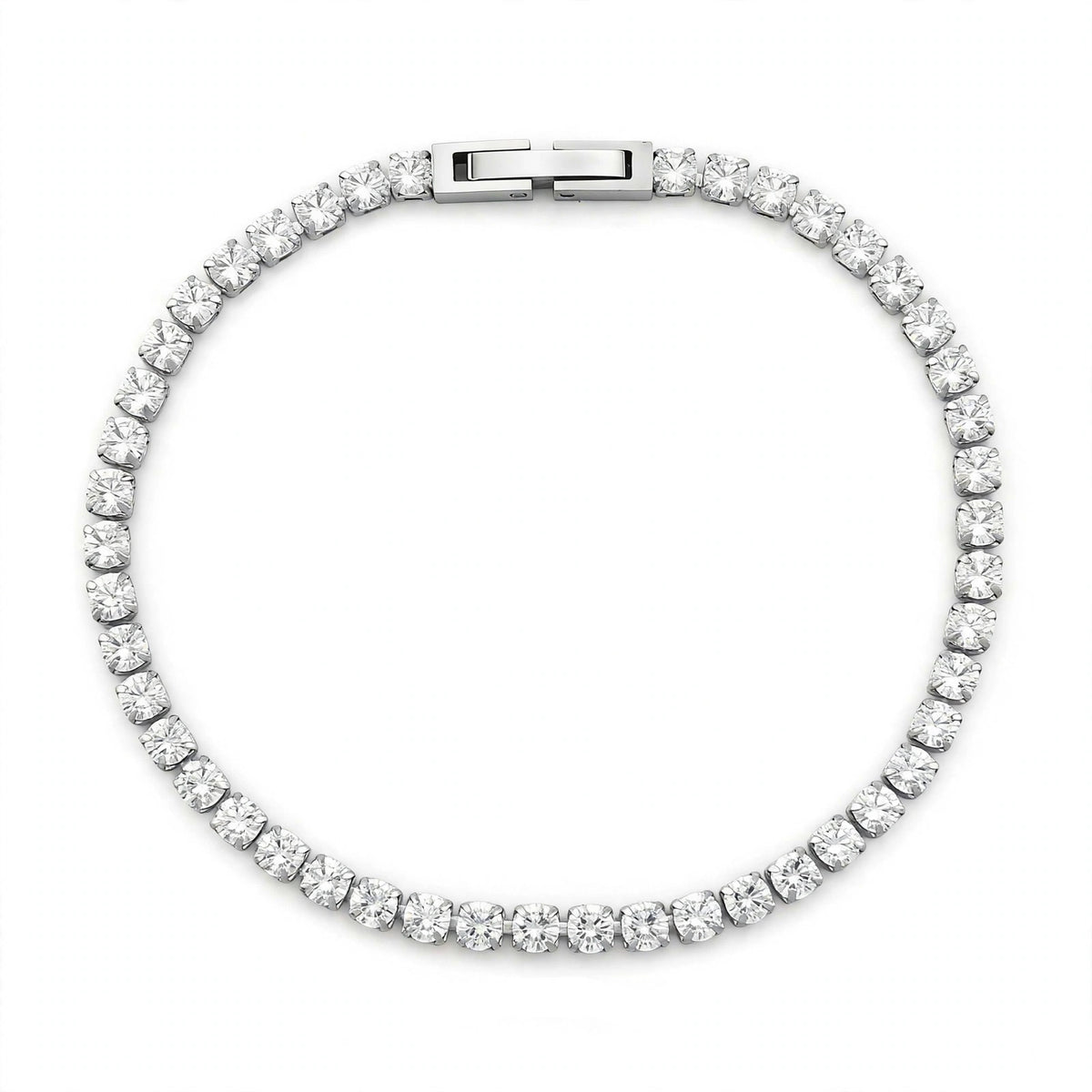 Silver-Tone Prong-Set Tennis Link Bracelet