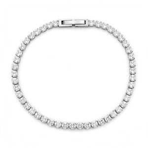 Silver-Tone Prong-Set Tennis Link Bracelet