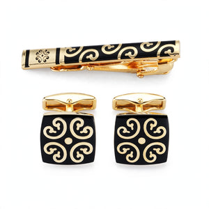 Gold-Tone Scrollwork Motif Cufflink Set