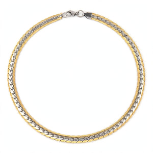 Men's Two-Tone Herringbone Link Necklace