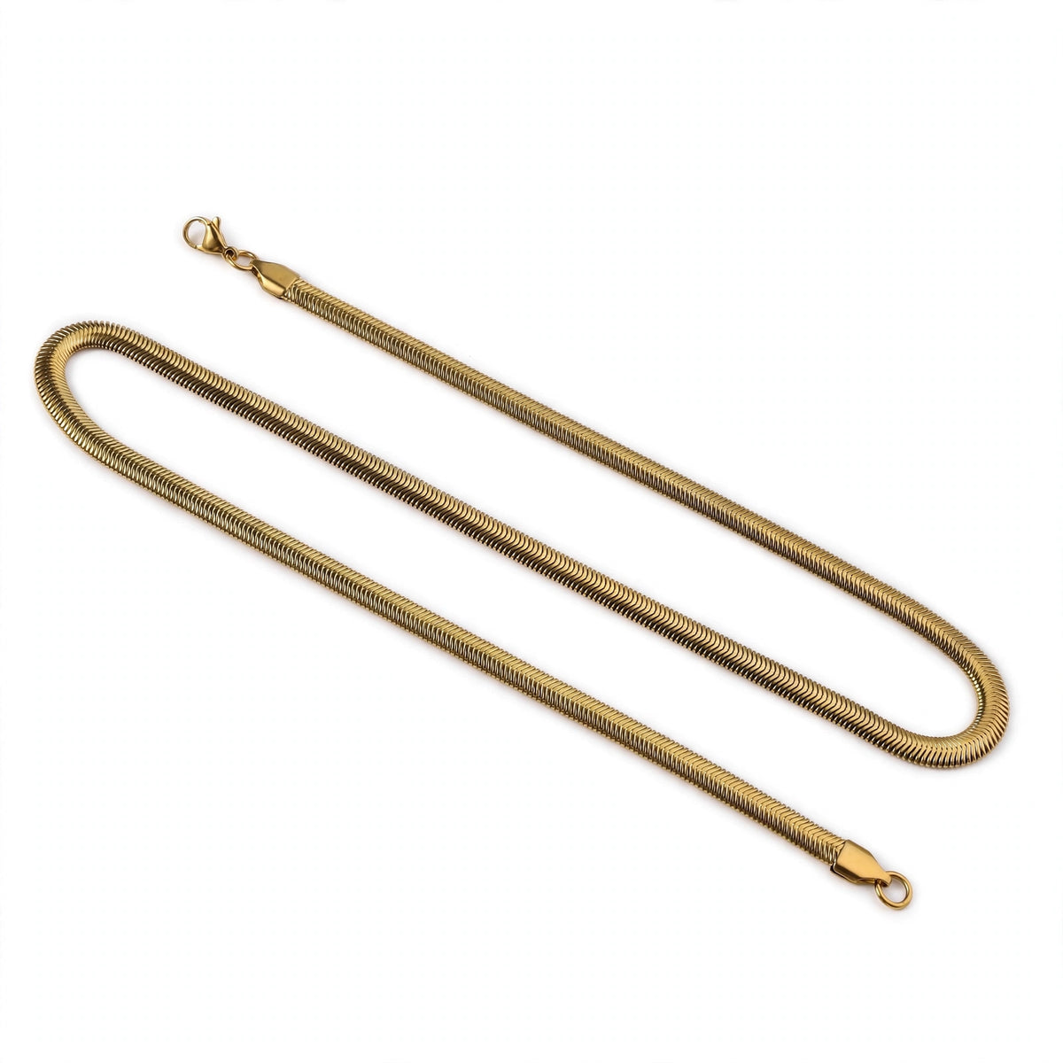 Gold-Tone Stainless Steel Round Snake Chain Necklace