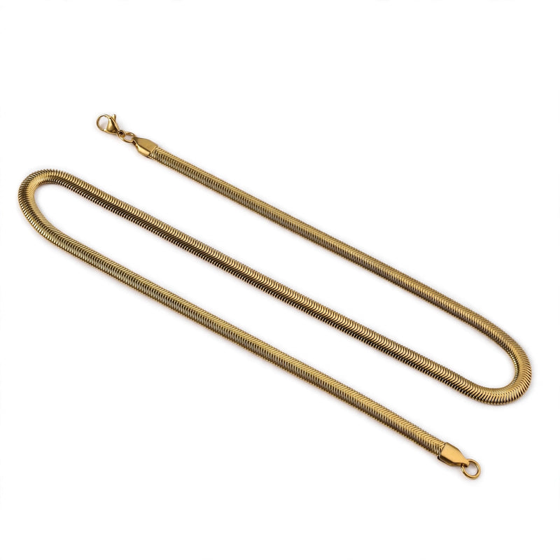 Gold-Tone Stainless Steel Round Snake Chain Necklace
