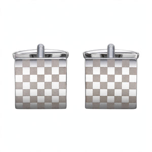 Silver-Tone Checkerboard Pattern Cufflinks