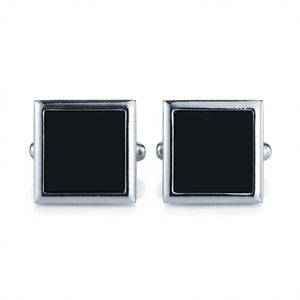 Square Cufflinks with Black Enamel Inlay