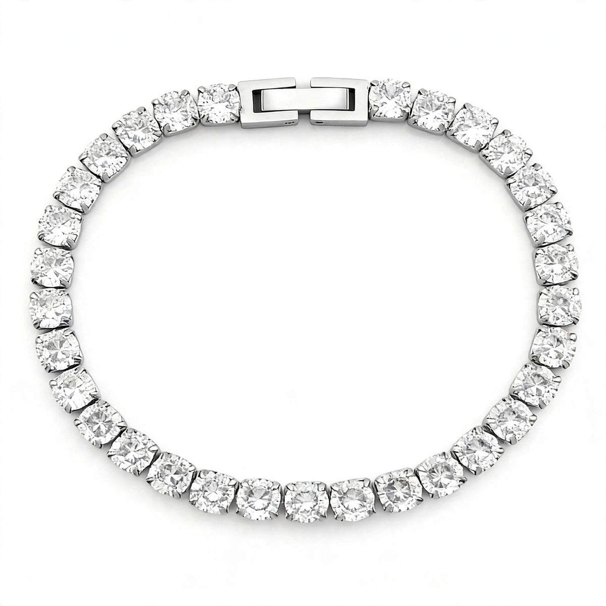 Silver-Tone Zircon-Set Tennis Bracelet