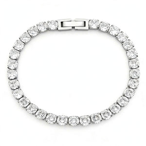 Silver-Tone Zircon-Set Tennis Bracelet