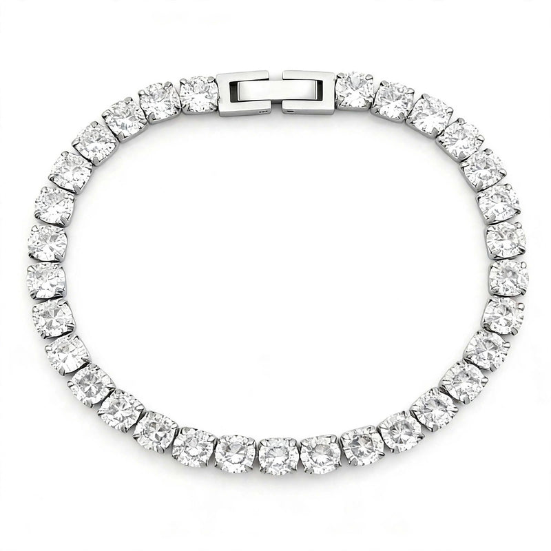 Silver-Tone Zircon-Set Tennis Bracelet