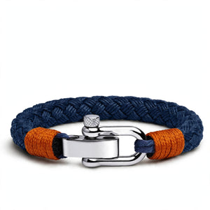 Navy Braided Cord Bracelet With Shackle Clasp