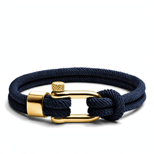 Navy Blue Cord Bracelet with Knurled Screw Clasp