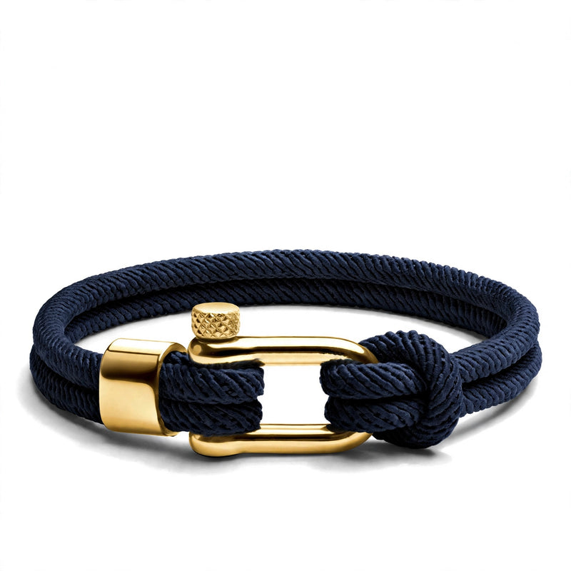 Navy Blue Cord Bracelet with Knurled Screw Clasp