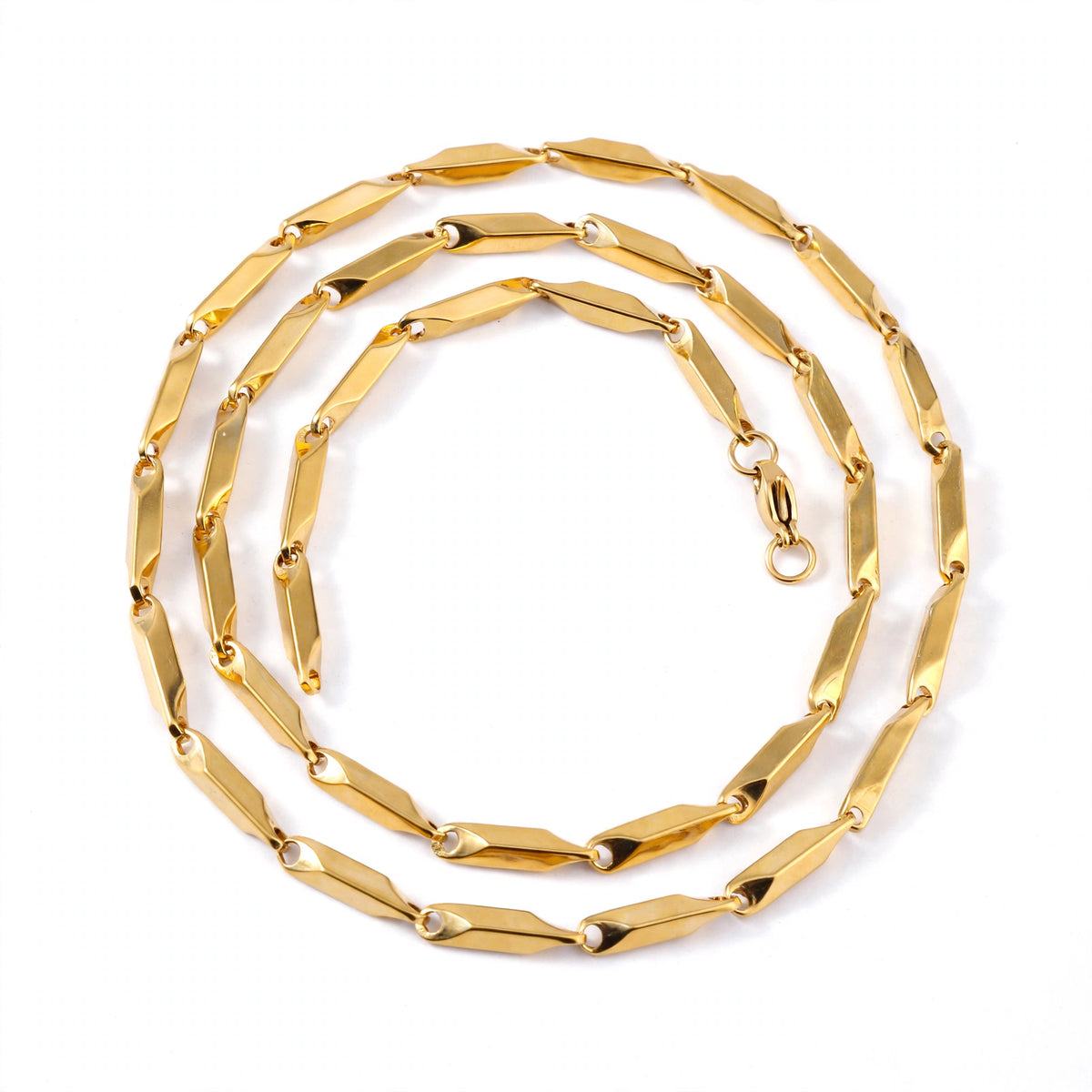 Gold-Tone Stainless Steel Bebevelled Bamboo-Link Necklace