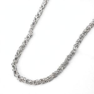 Silver-Tone Stainless Steel Byzantine Weave Chain Necklace