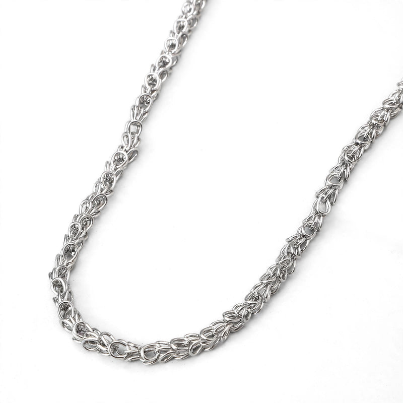 Silver-Tone Stainless Steel Byzantine Weave Chain Necklace