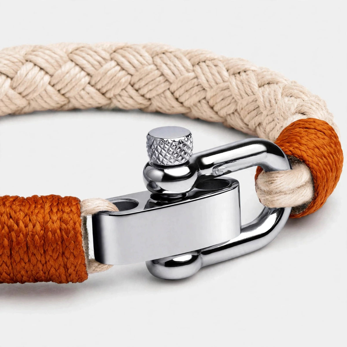 Braided Rope Bracelet with Steel Shackle Clasp