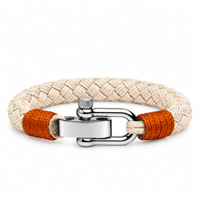 Braided Rope Bracelet with Steel Shackle Clasp