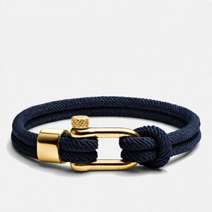 Navy Blue Cord Bracelet with Knurled Screw Clasp