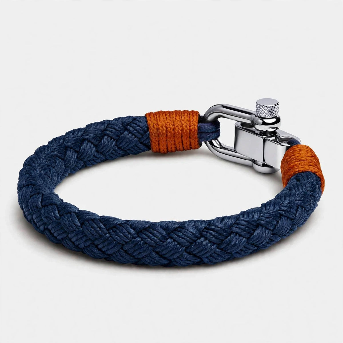 Navy Braided Cord Bracelet With Shackle Clasp