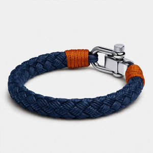 Navy Braided Cord Bracelet With Shackle Clasp