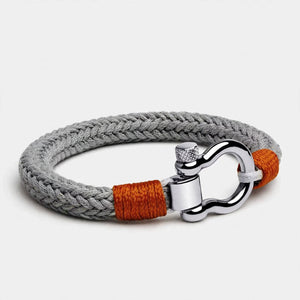 Grey Braided Cord Bracelet With Steel Shackle Clasp