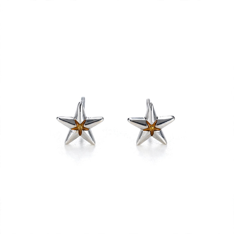 Star Stud Earrings with Gold-Tone Center - main product image