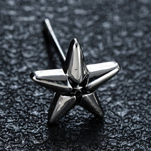 Silver-Tone Beveled-Edge Star Stud Earrings - close-up detail